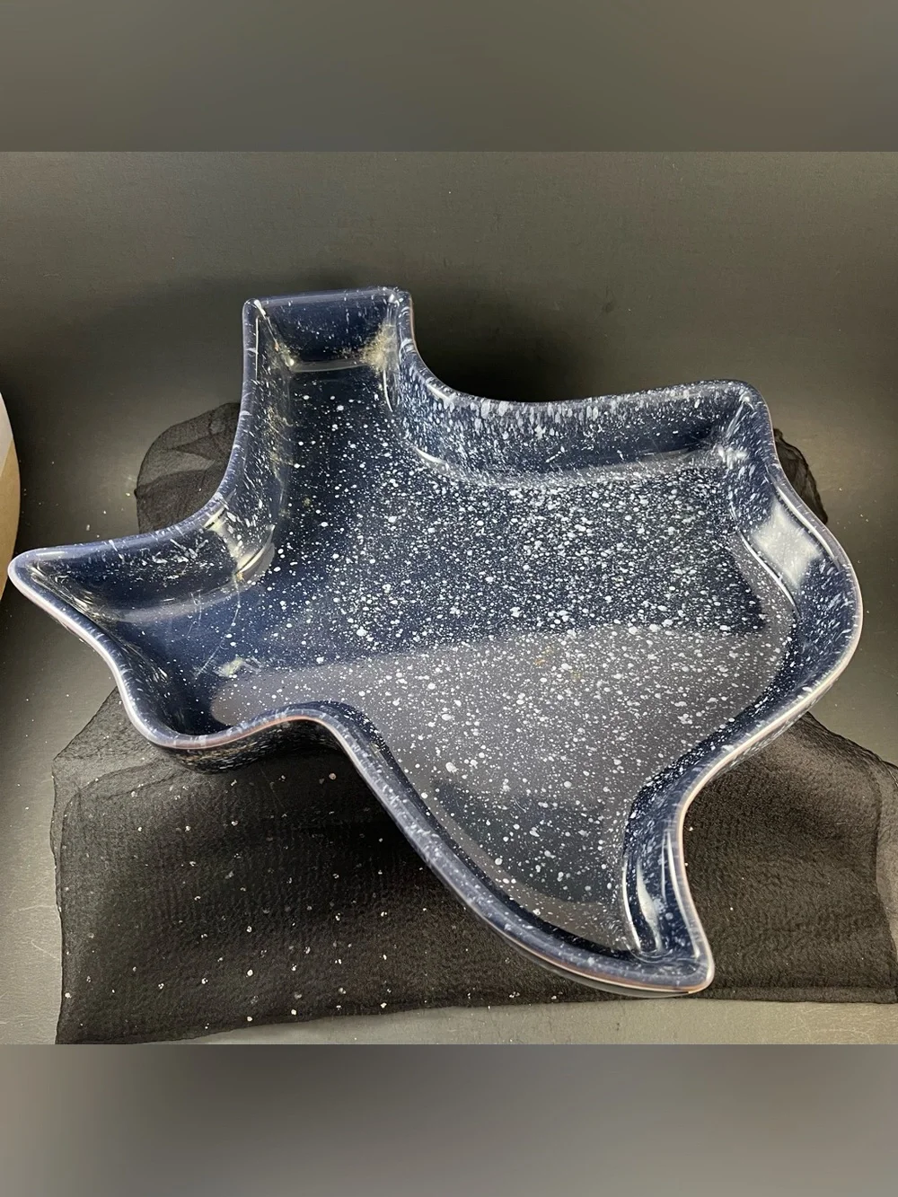 Frankoma Pottery 12” Terra Cotta Blue White Speckled Texas Baking Serving Dish